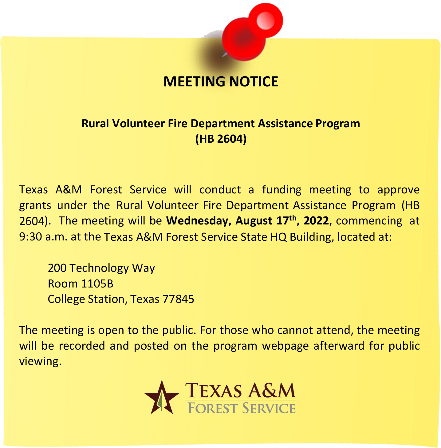 Funding Meeting Announcement Post It Note 8.17.22